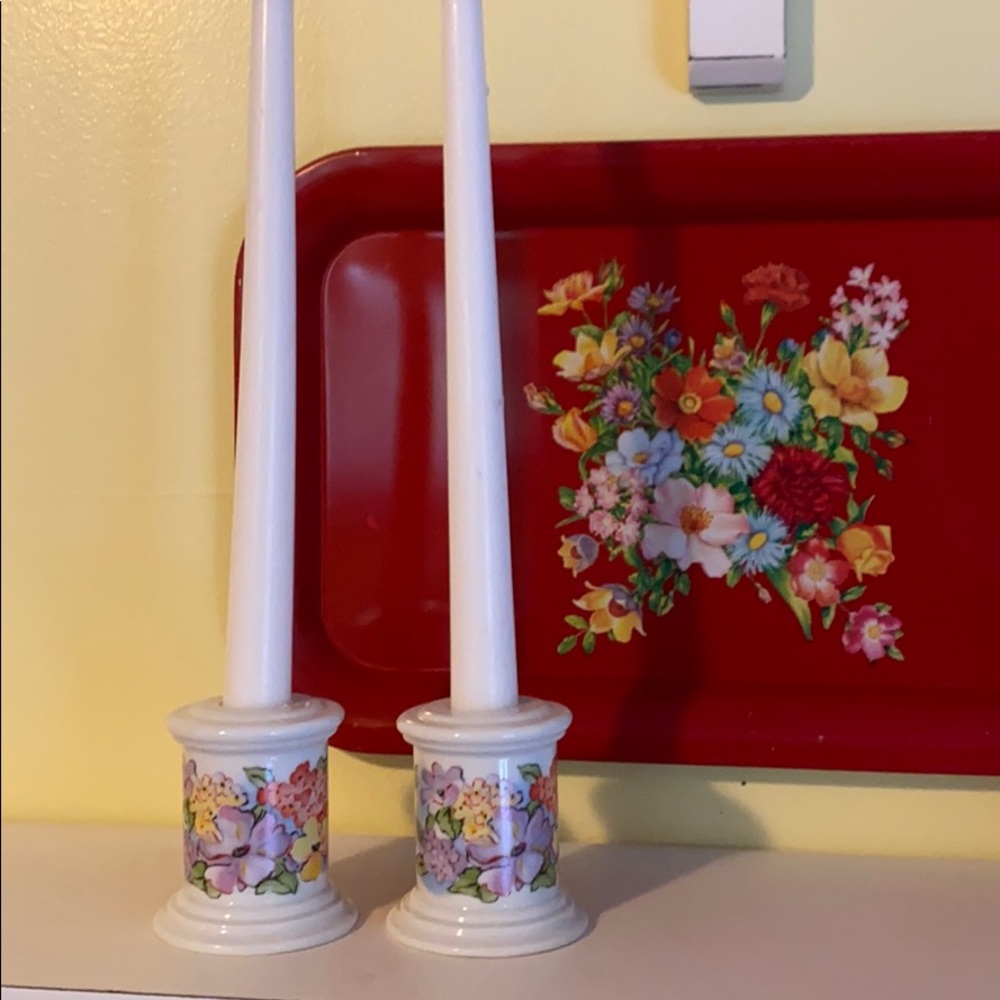 Vintage Cottage Candle Holders (sold as a pair)